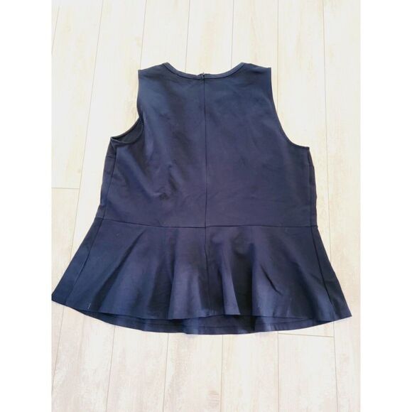 Lane Bryant 18/20 Navy Peplum Top Babydoll Casual Swing Blouse Rear Zip NWT - Picture 2 of 6